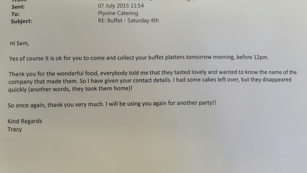 finger buffet feedback